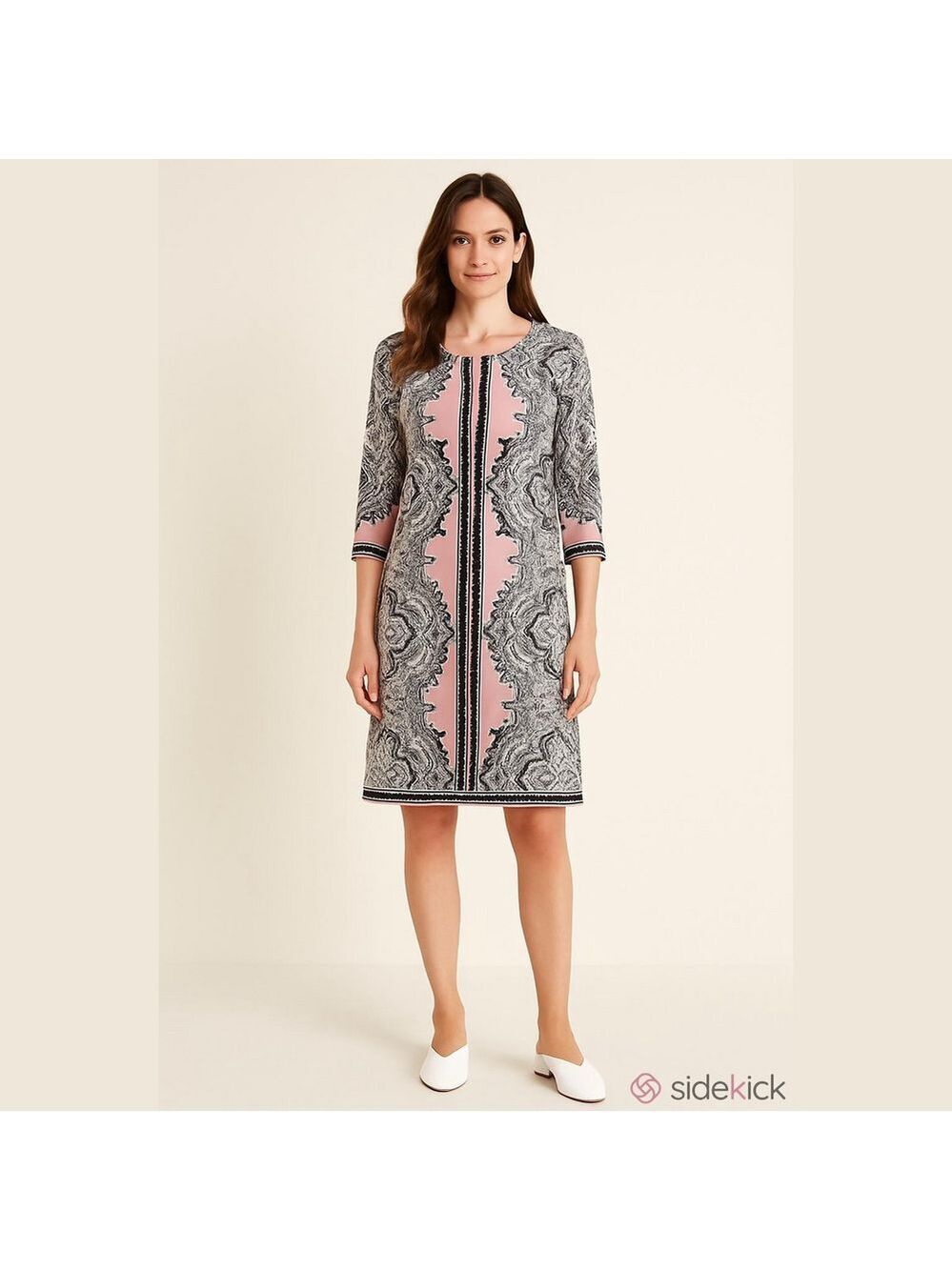 Women's Studio One New York Pink & Black Paisley Dress M